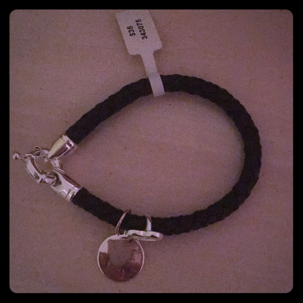 Black rope bracelet with silver detail